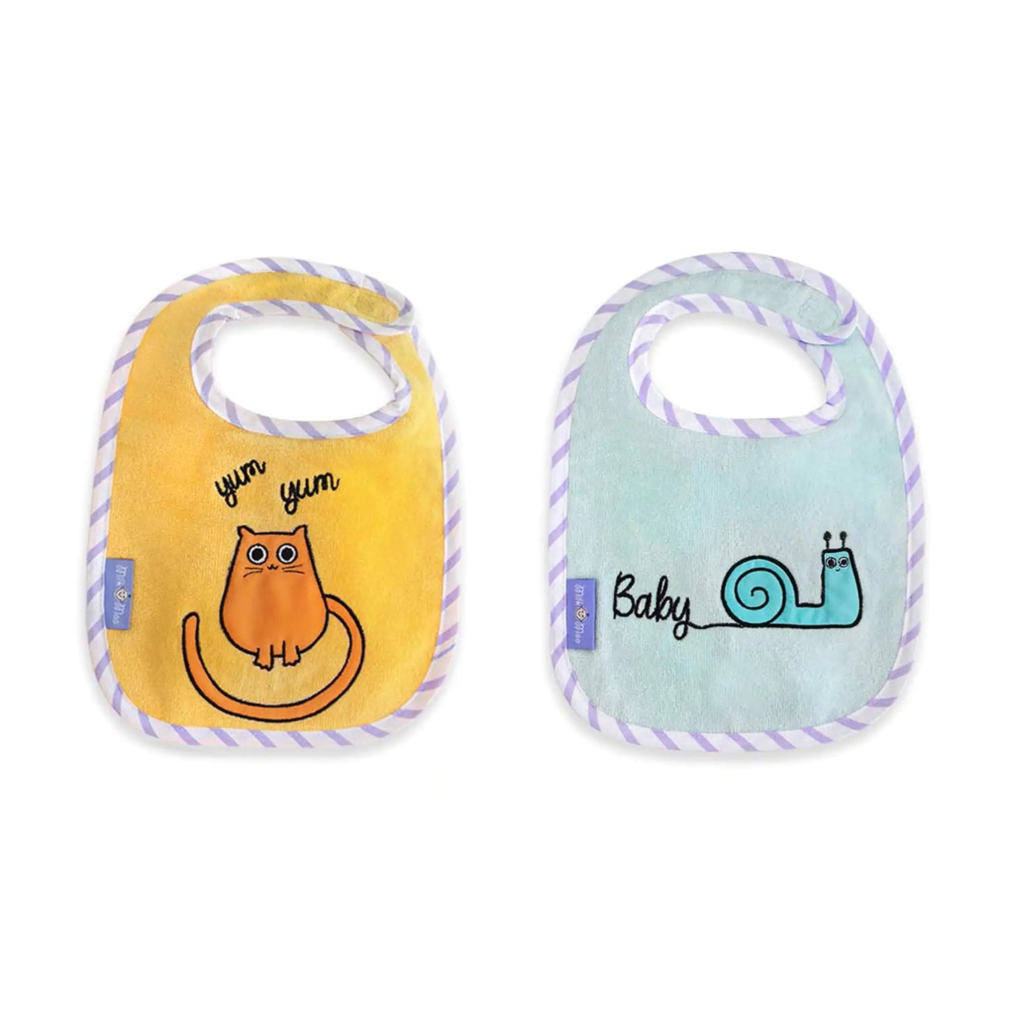 🐱🐌 Towel Baby Bib Set – Cat & Snail | Ultra-Soft & Absorbent