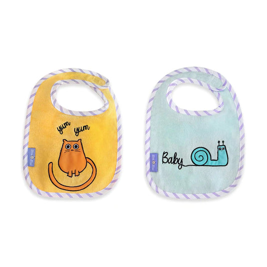 🐱🐌 Towel Baby Bib Set – Cat & Snail | Ultra-Soft & Absorbent
