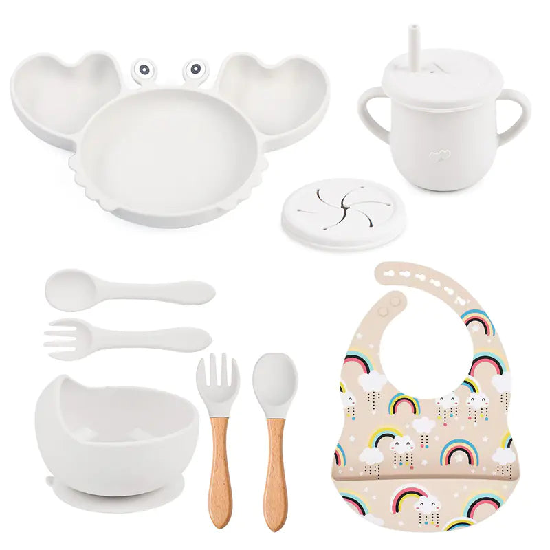 Silicone Crab Feeding Set with Suction Bowl and Spoon