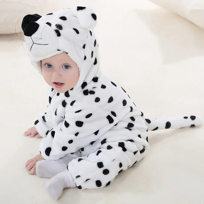 Kindora Animal Romper — Cozy Flannel Baby Jumpsuit