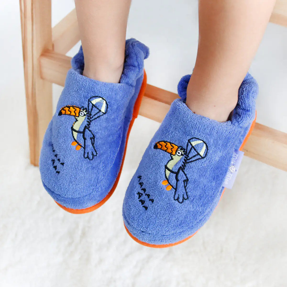 Milk&Moo Flying Toucan Kids Slippers (Light Blue)