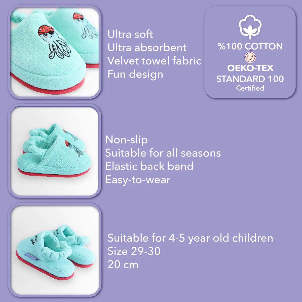 Milk&Moo Sailor Octopus Kids Slippers – Cozy Indoor Footwear