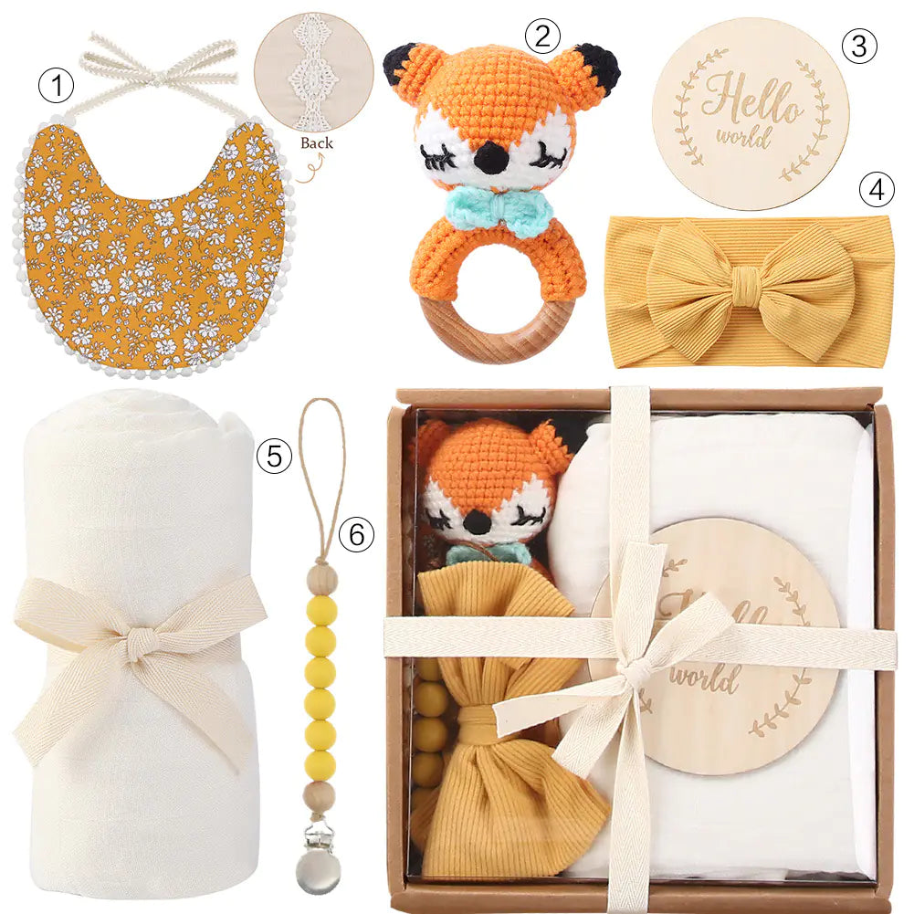 Newborn Gift Box – Bath Towel, Pacifier, and Plush Toys