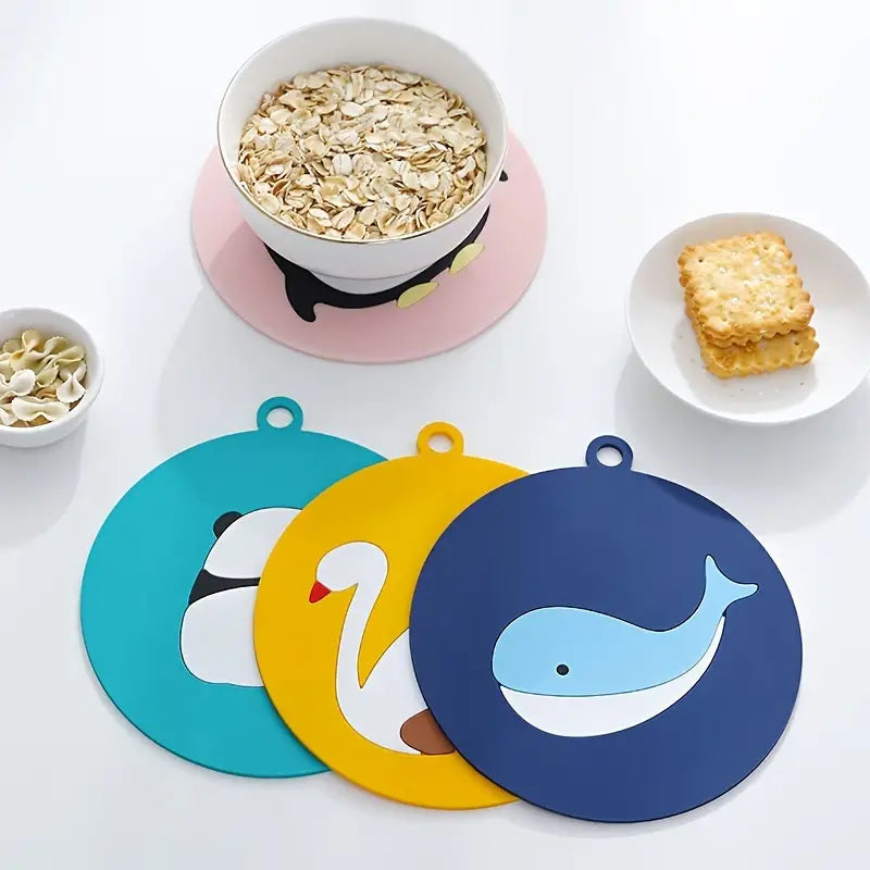 Cartoon Animal Silicone Trivet Set (4pcs, Heat Resistant)