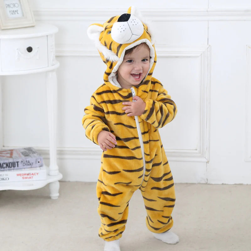 Kindora Animal Romper — Cozy Flannel Baby Jumpsuit