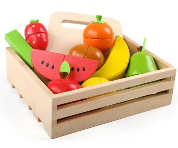 Montessori Wooden Fruit Cutting Crate