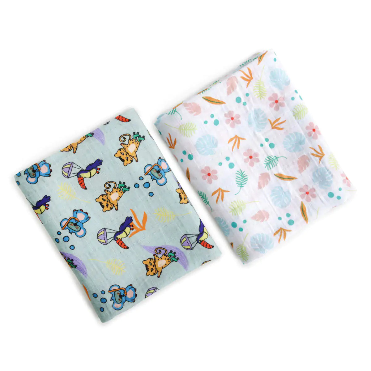 Milk & Moo™ 2-Pack Muslin Baby Blankets – Jungle Friends Print