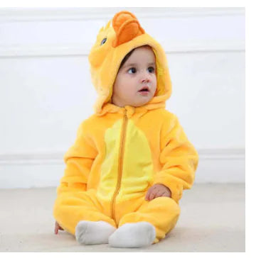 Kindora Animal Romper — Cozy Flannel Baby Jumpsuit