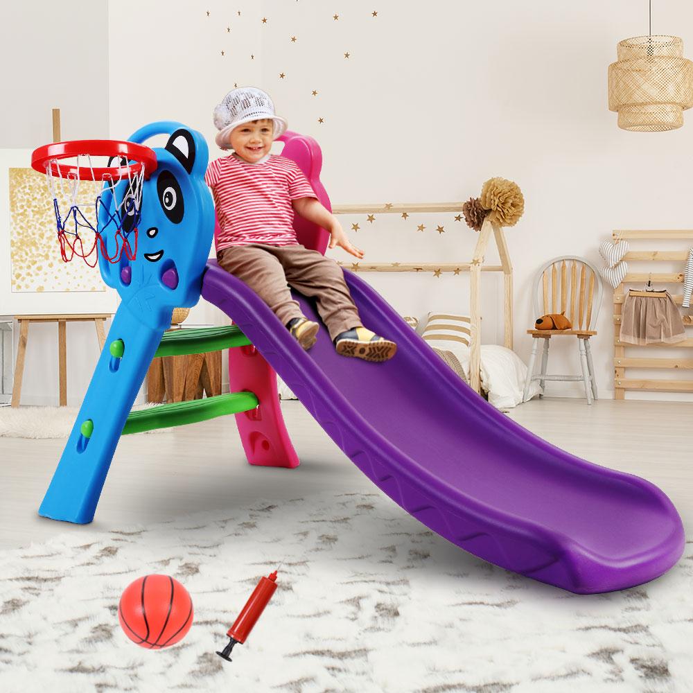 Keezi Kids Indoor Slide & Basketball Hoop Playground Set