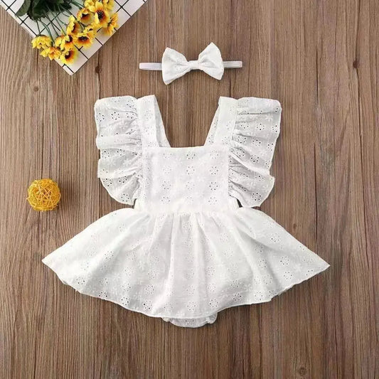 Solid Color Baby Girl Dress Onesie