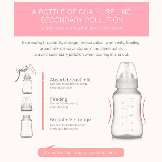 🤱 3-in-1 Manual Breast Pump & Feeding Bottle