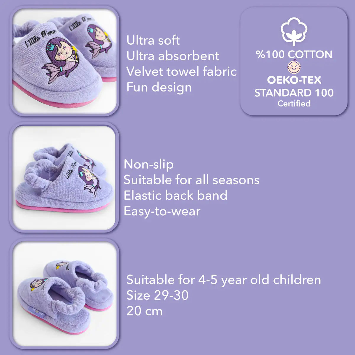 🧜‍♀️ Little Mermaid Plush Slippers for Kids – Soft & Cozy Indoor Shoes