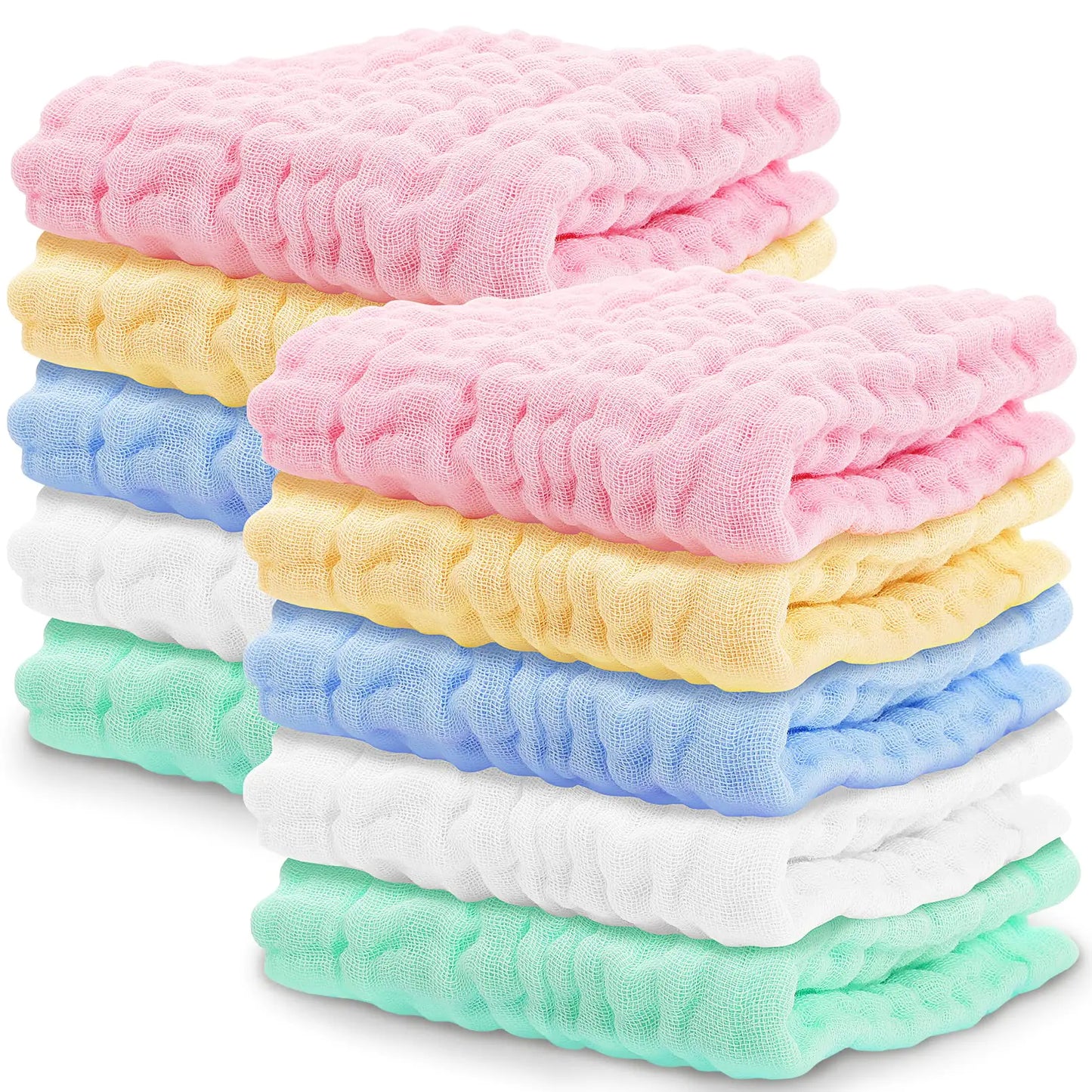 Muslin Baby Washcloths (10-Pack, 100% Cotton – Soft & Breathable)