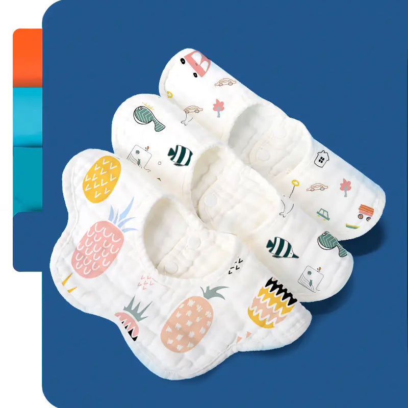 Rotating Flower Waterproof Baby Bibs and Feeding Scarf