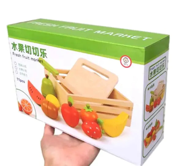 Montessori Wooden Fruit Cutting Crate