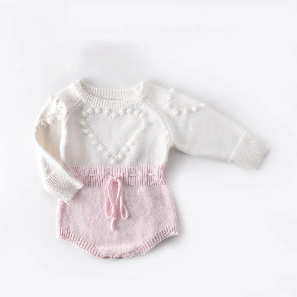 Kindora Baby Knit Onesie — Handcrafted Heart Sweater Outfit