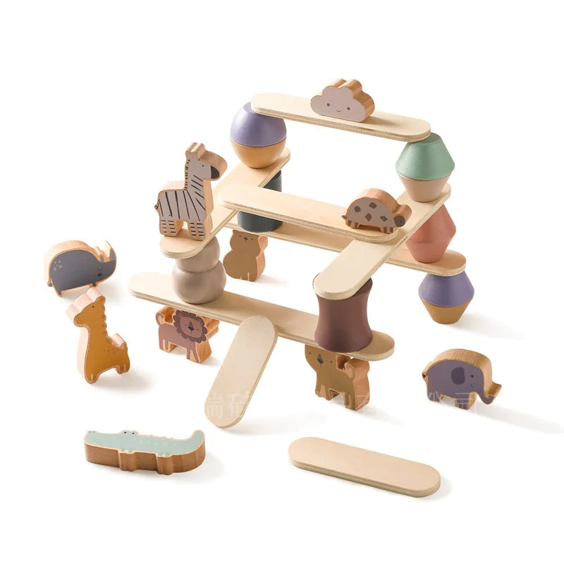 Montessori Wooden Animal Balance Stackers – Educational Toy for Toddlers