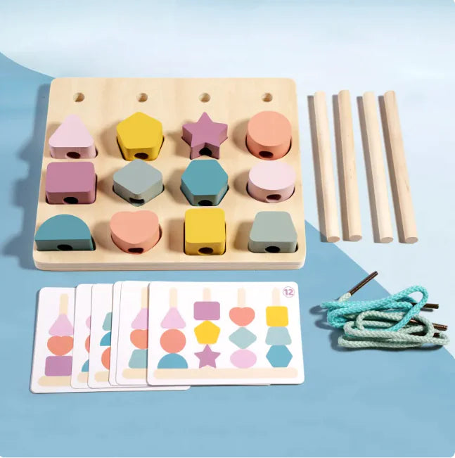 Kindora Montessori Shape Board — Wooden Stacking & Matching Toy