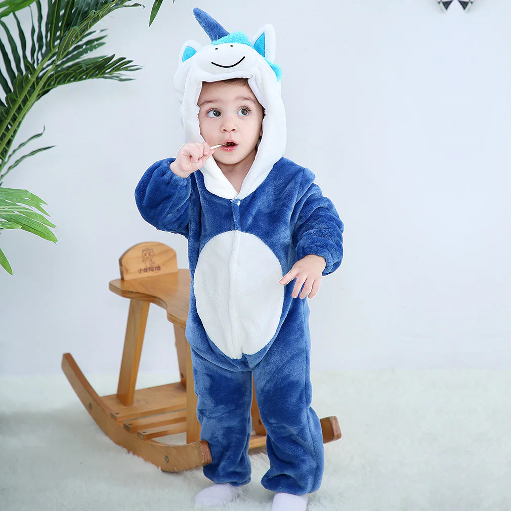Kindora Animal Romper — Cozy Flannel Baby Jumpsuit