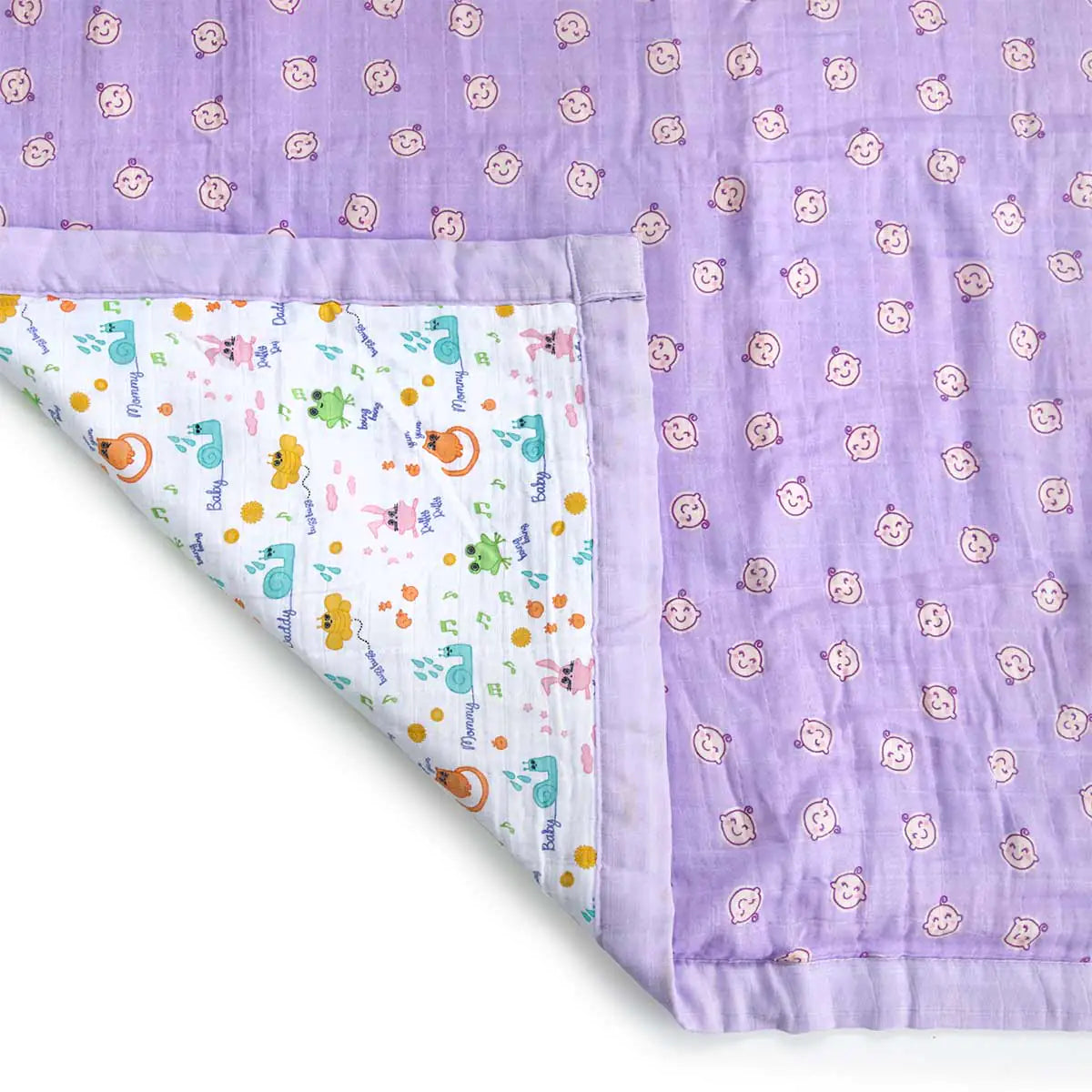 Milk & Moo™ Friends Quilted Muslin Blanket – 4-Layer Soft & Snuggly Comfort