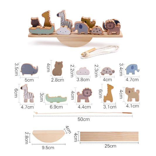 Montessori Wooden Animal Balance Stackers – Educational Toy for Toddlers