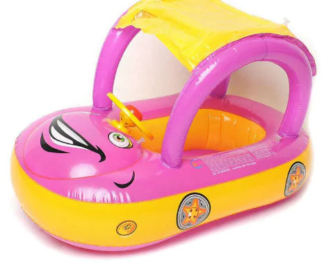 Kindora Baby Swim Float — Inflatable Pool Float with Car Canopy