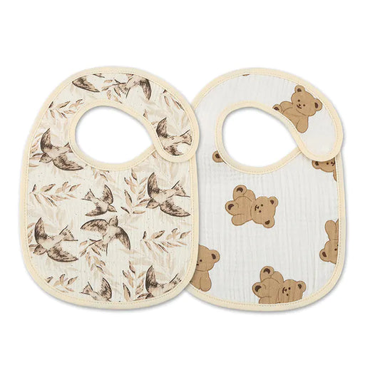 FeatherSoft™ Cotton Waterproof Baby Bibs – 2-Pack