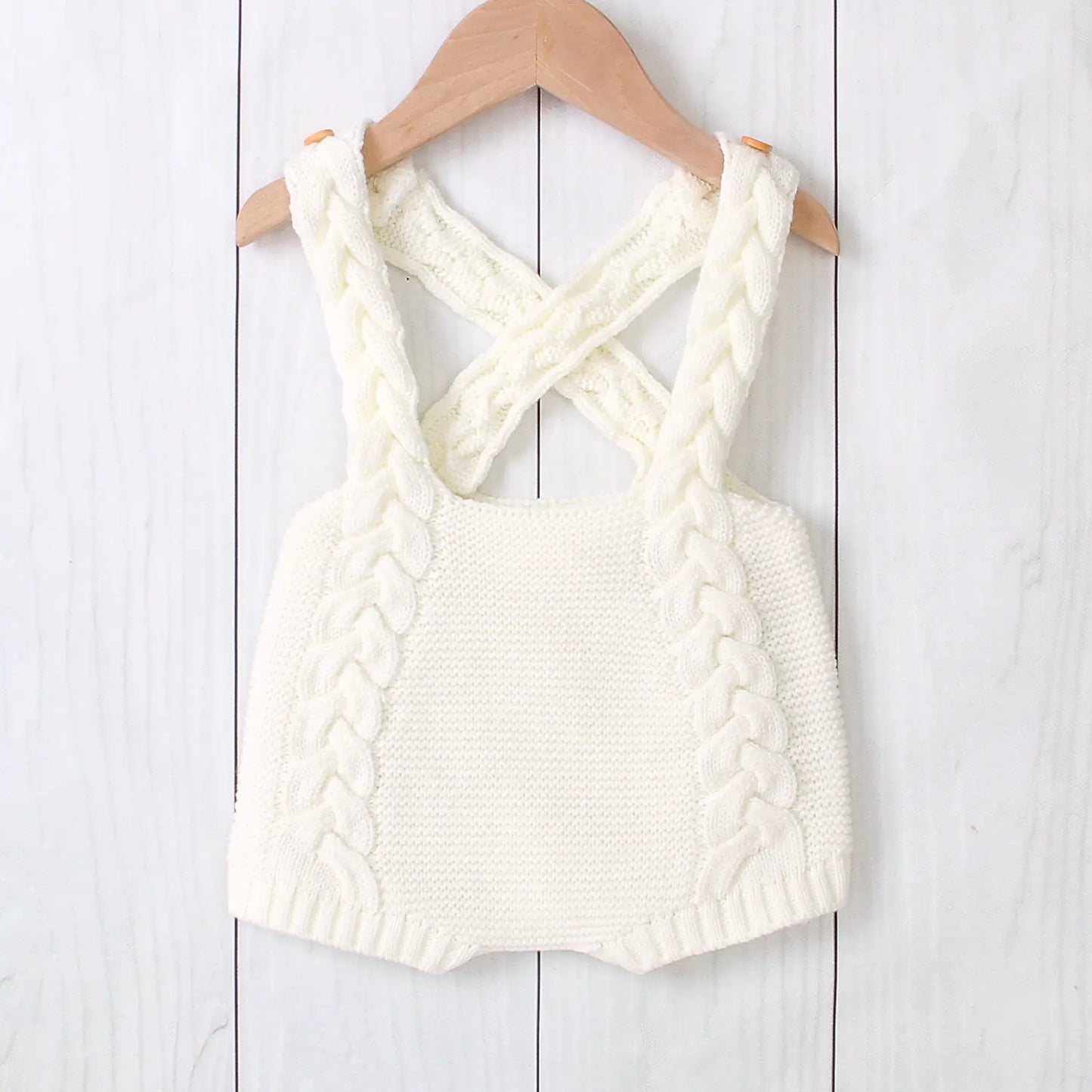 Cozy Knit Baby Suspender Romper
