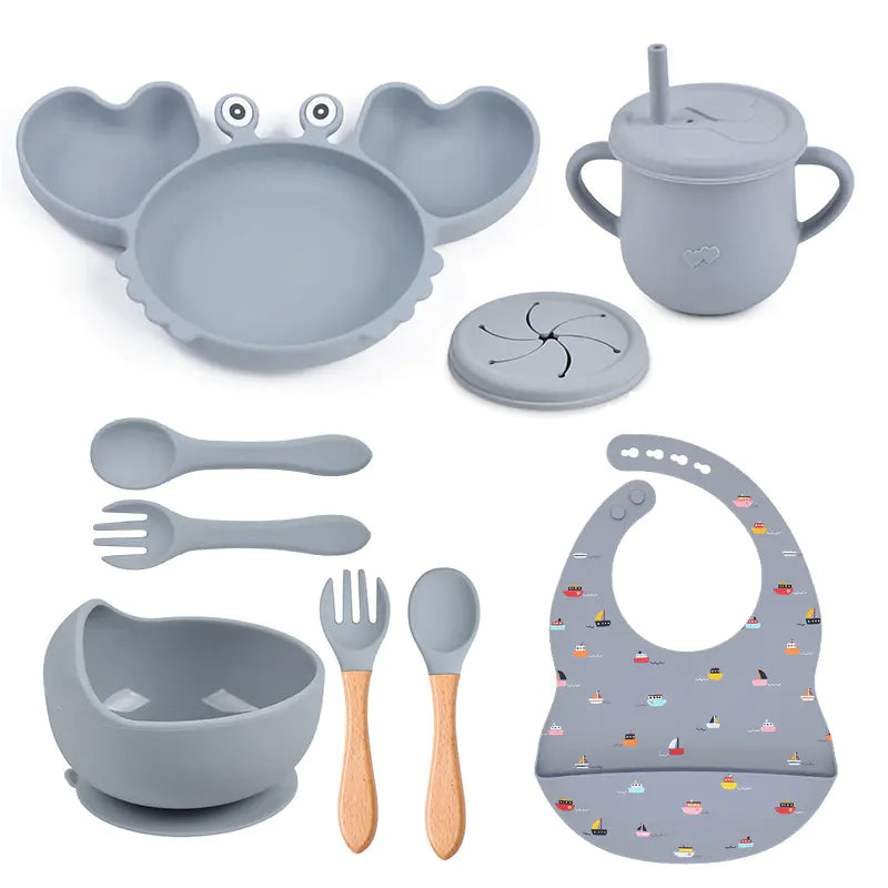 Silicone Crab Feeding Set with Suction Bowl and Spoon