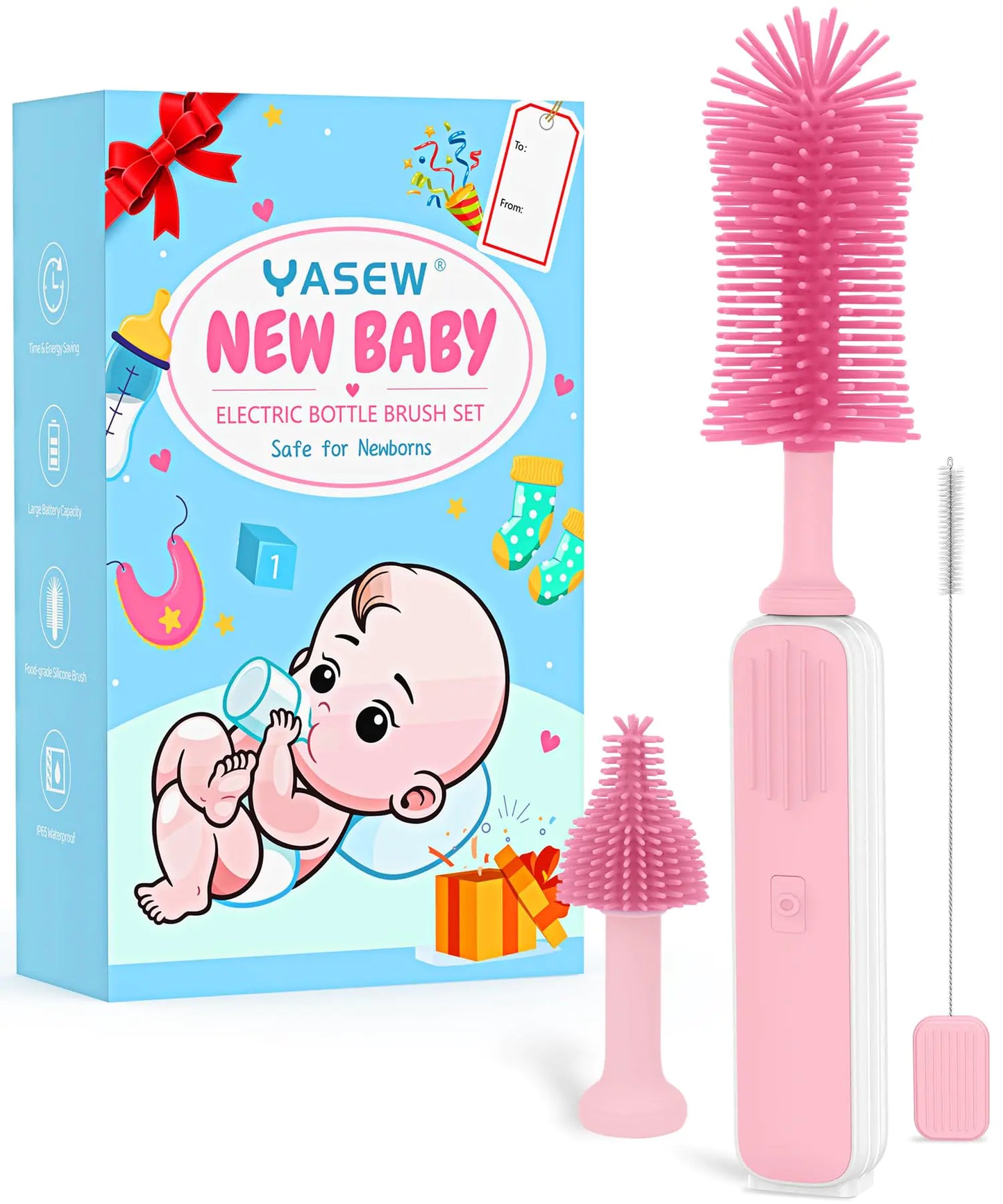 Yasew™ 360° Electric Baby Bottle Brush Set (Rechargeable)