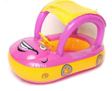 Kindora Baby Swim Float — Inflatable Pool Float with Car Canopy