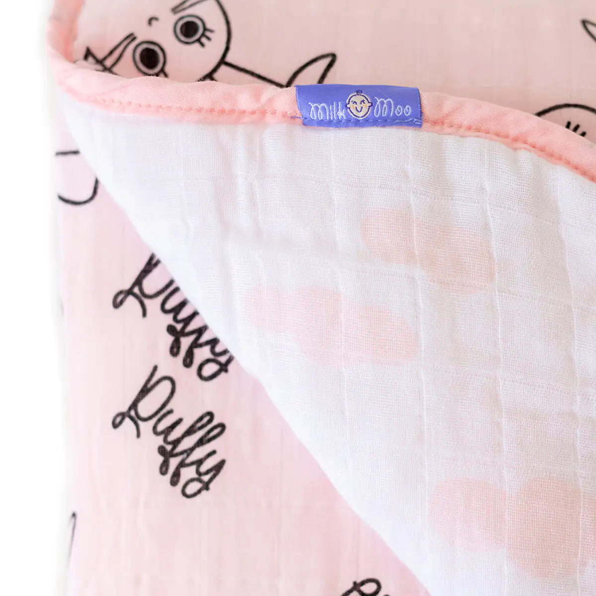 Soft Cotton Bunny Print Swaddle Blanket – Pink (Milk & Moo)