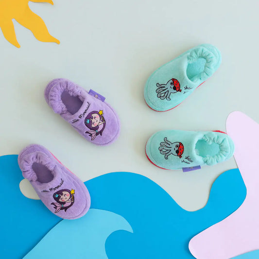 🧜‍♀️ Little Mermaid Plush Slippers for Kids – Soft & Cozy Indoor Shoes