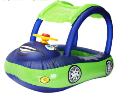 Kindora Baby Swim Float — Inflatable Pool Float with Car Canopy