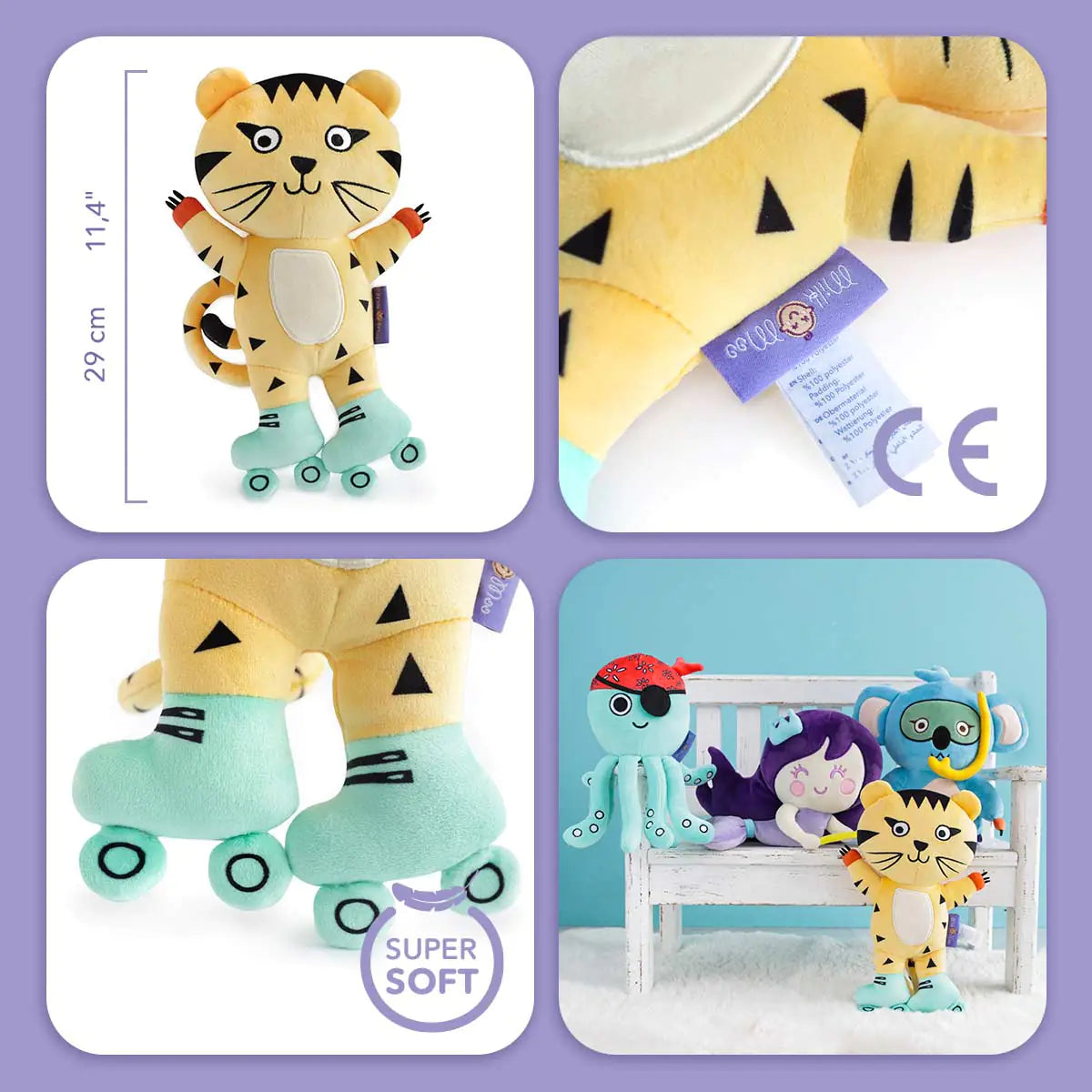 Milk&Moo Skater Cheetah Plush – Soft Cuddly Toy with Adorable Roller Skates
