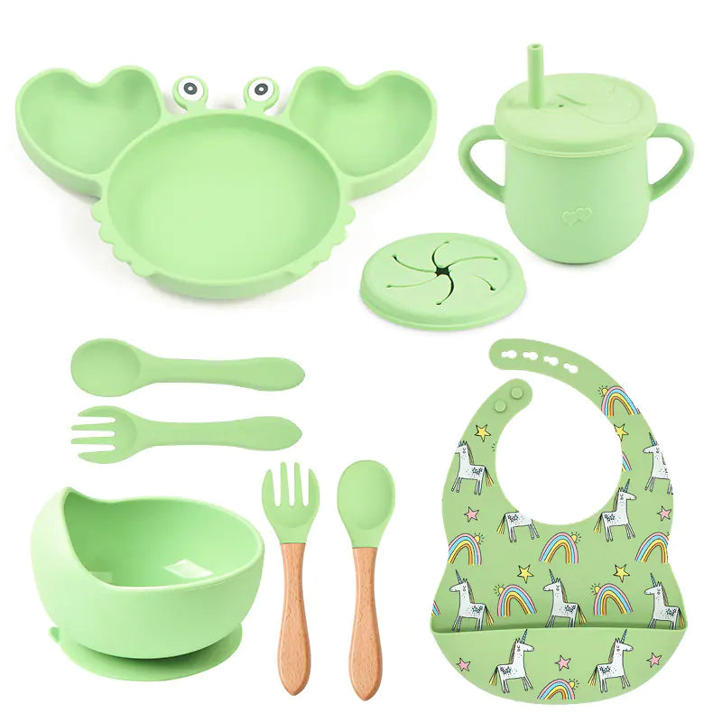 Silicone Crab Feeding Set with Suction Bowl and Spoon