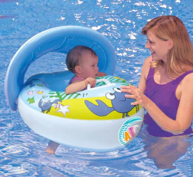 Kindora Baby Swim Float — Inflatable Pool Float with Car Canopy