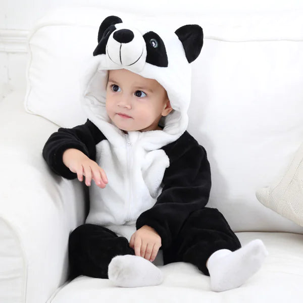 Kindora Animal Romper — Cozy Flannel Baby Jumpsuit