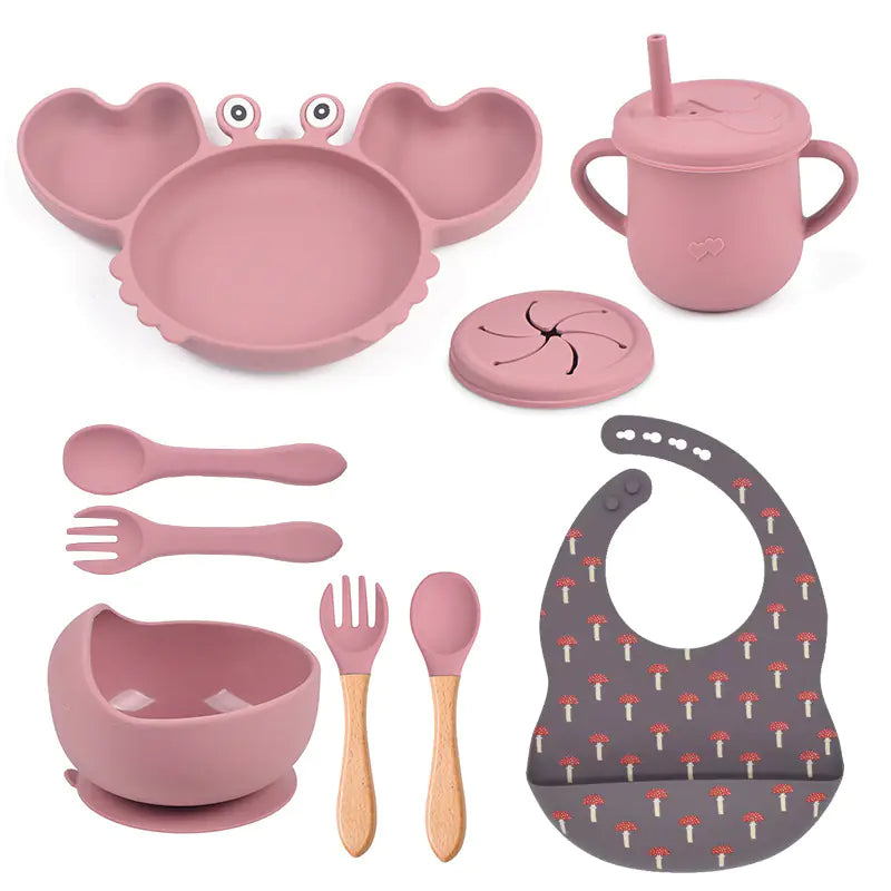 Silicone Crab Feeding Set with Suction Bowl and Spoon