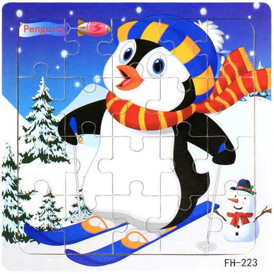 20-Piece Montessori 3D Cartoon Animal Car Puzzle