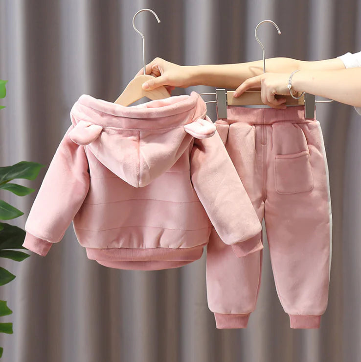 Baby Girl’s Autumn–Winter Thick Fleece 3-Piece Set