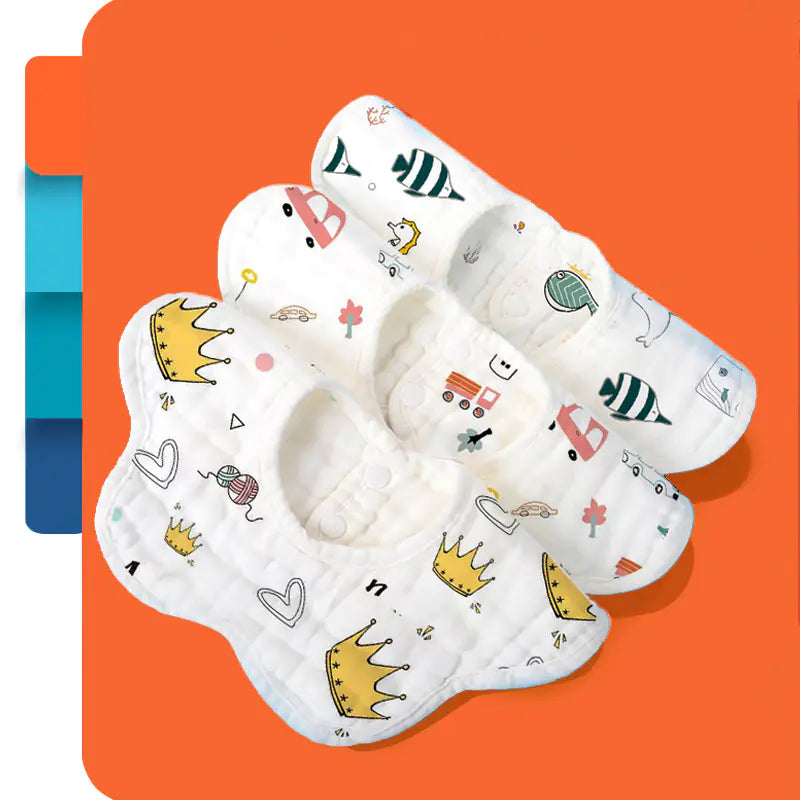 Rotating Flower Waterproof Baby Bibs and Feeding Scarf