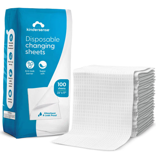 KinderSense® Leak-Proof Disposable Changing Pad Liners – 100 Pack