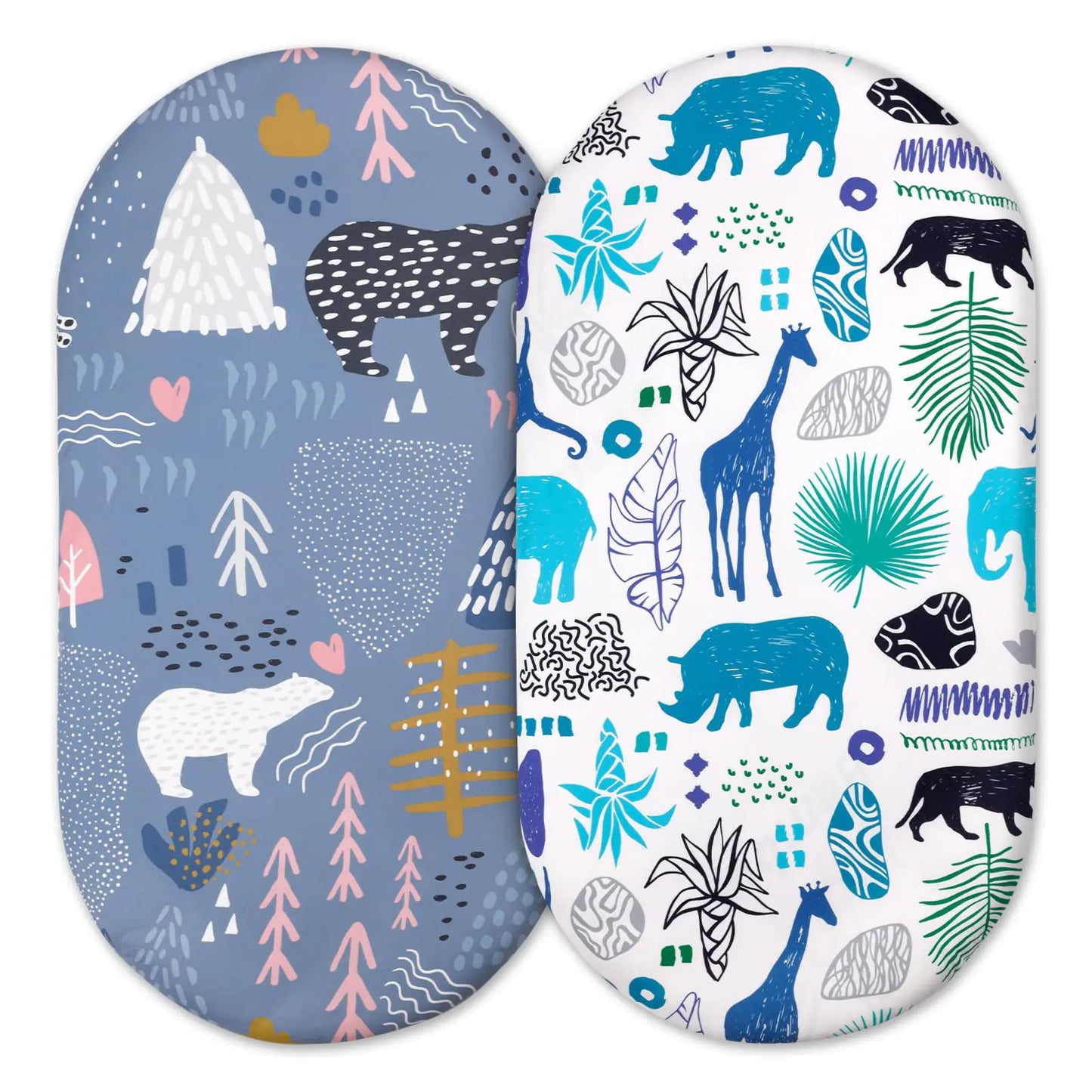 Cozy Elastic Fitted Cradle & Changing Table Sheet – Safari & Floral Prints