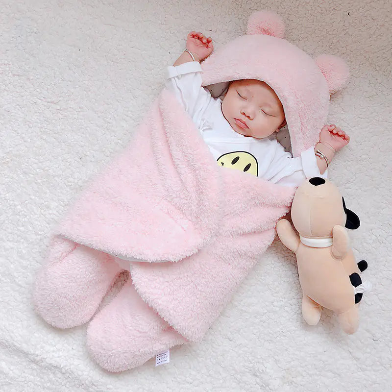 Kindora Winter Baby Swaddle — Thick Plush Wrap for Newborns