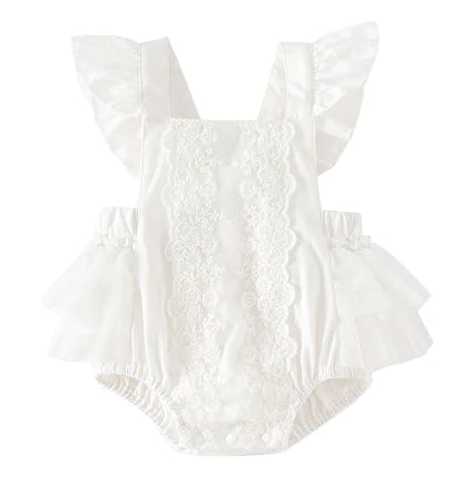 Elegant White Lace Baby Romper – Special Occasion Outfit