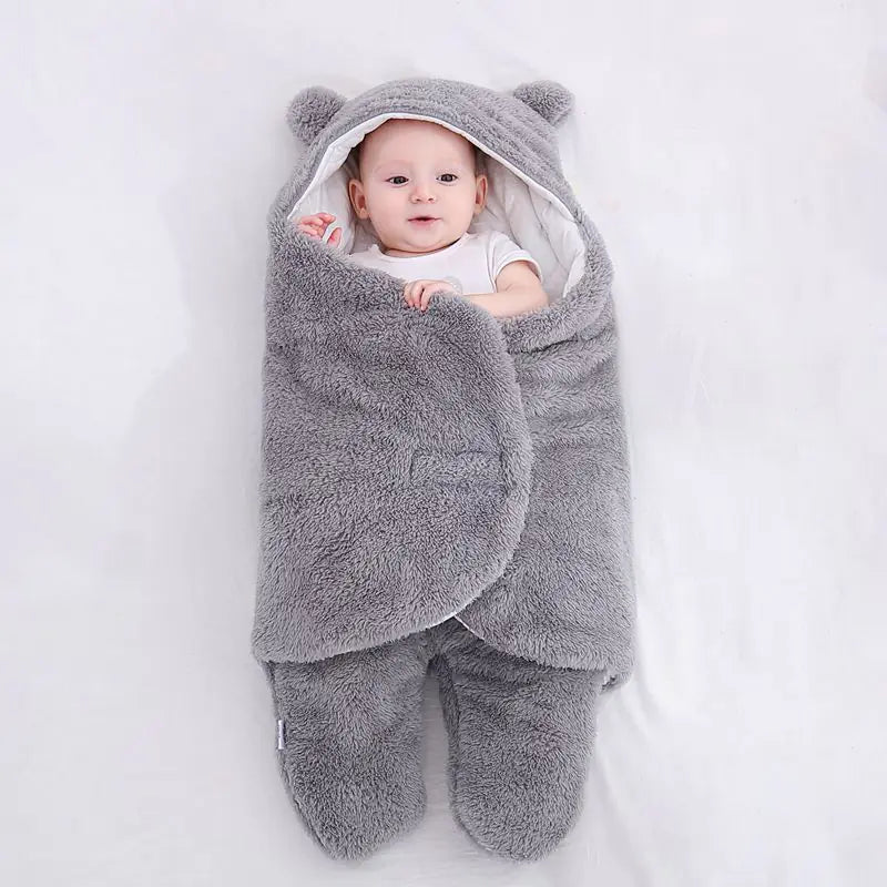 Kindora Winter Baby Swaddle — Thick Plush Wrap for Newborns