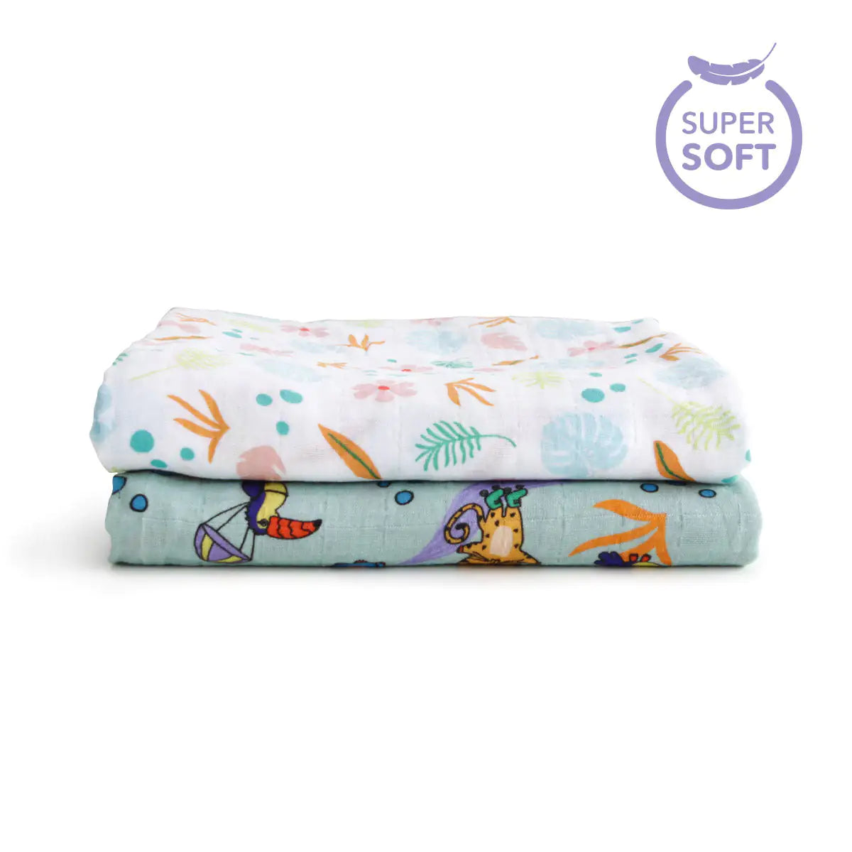 Milk & Moo™ 2-Pack Muslin Baby Blankets – Jungle Friends Print