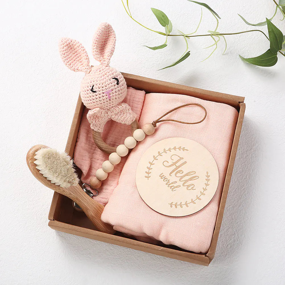 Newborn Gift Box – Bath Towel, Pacifier, and Plush Toys