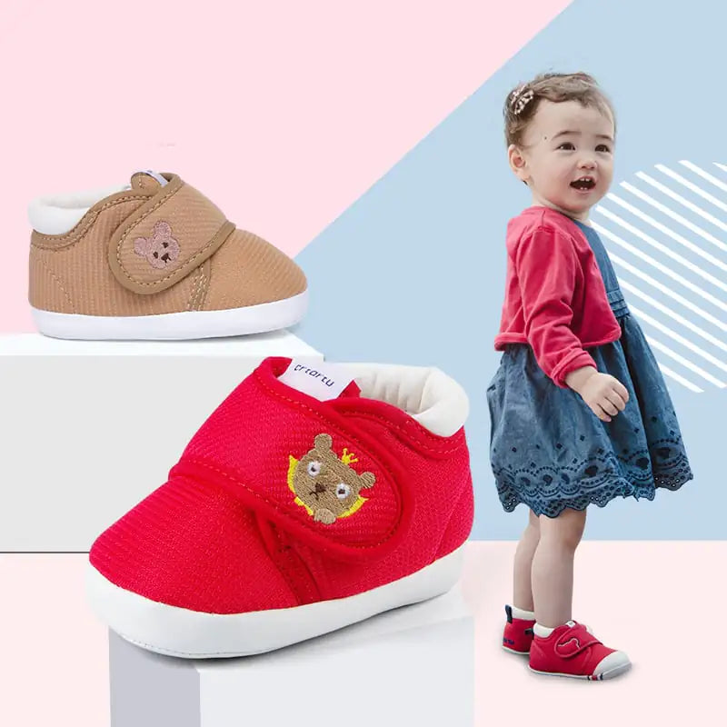 Soft Sole Toddler Baby Shoes with Cute Bear Patch